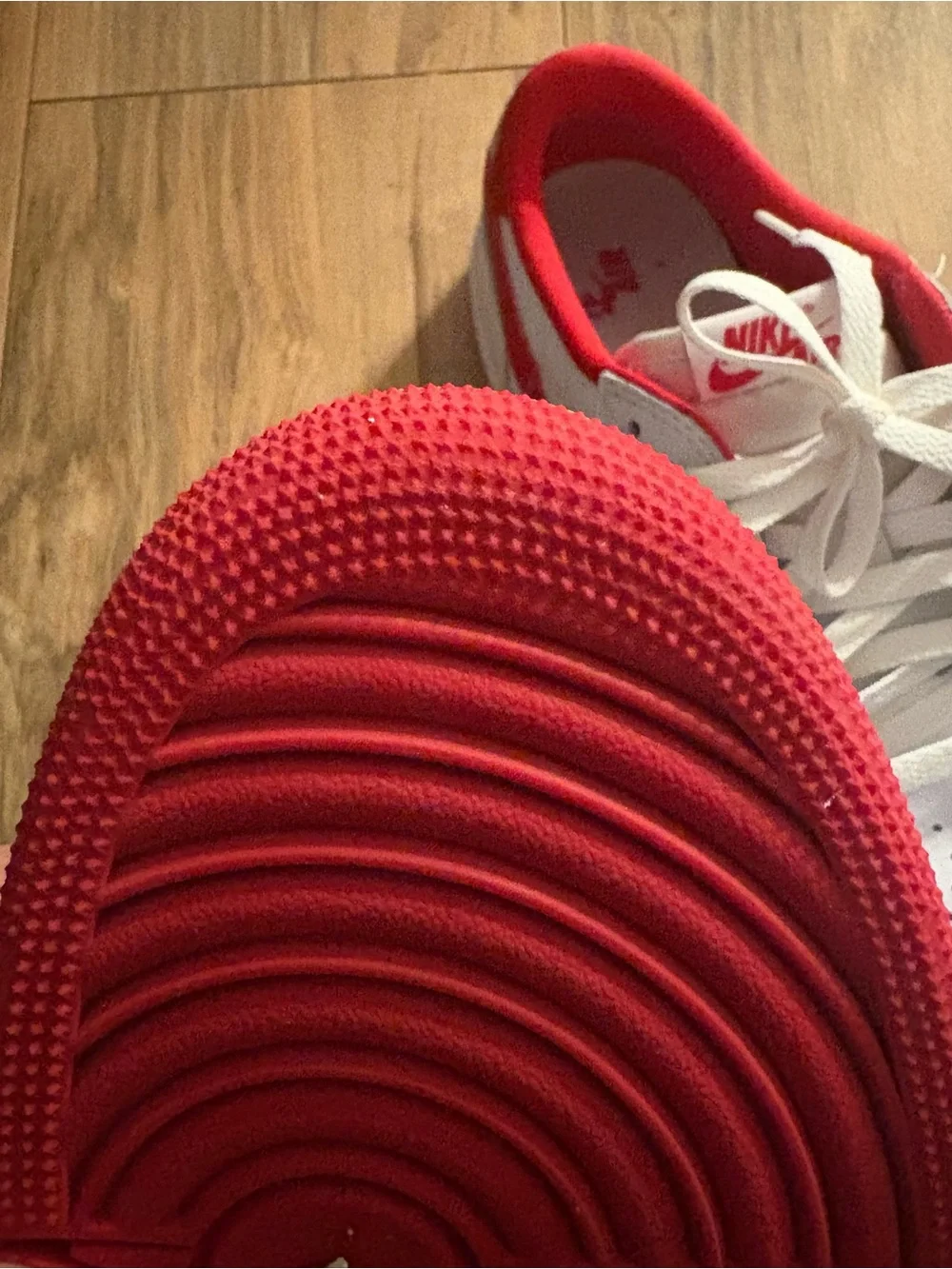 Nike White and Red Low Top Sneakers Jordan